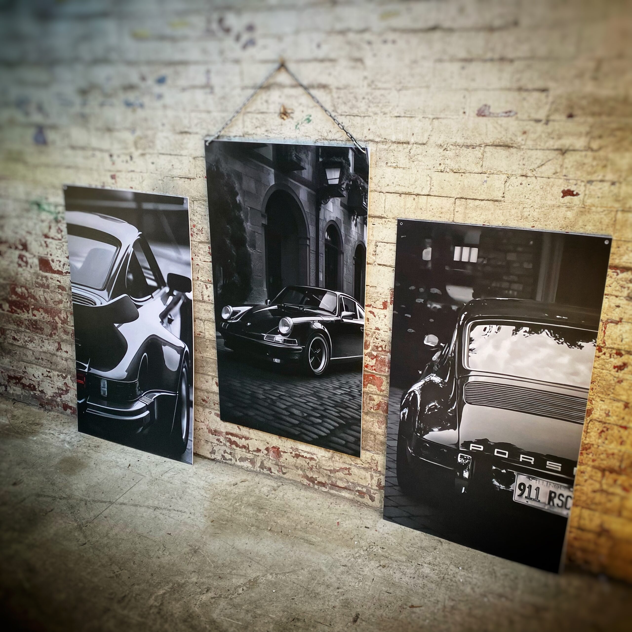 Porsche classic sports car monochrome wall art set Porsche classic sports car monochrome wall art set