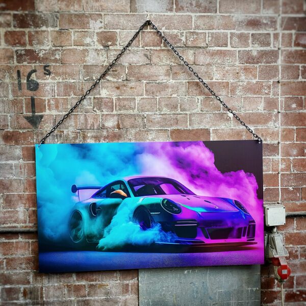 Porsche neon drift smoke wall art 120x60 garage sign