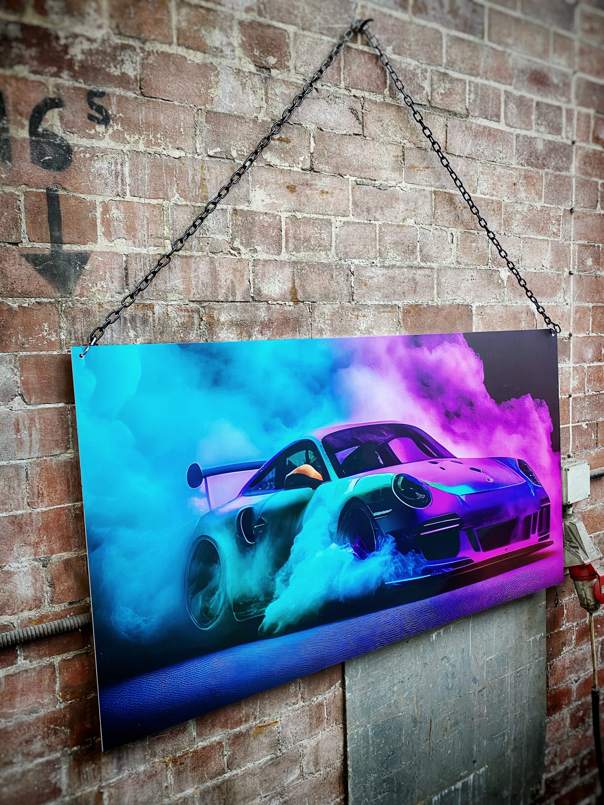 Porsche rear engine sports car neon drift artwork Porsche rear engine sports car neon drift artwork