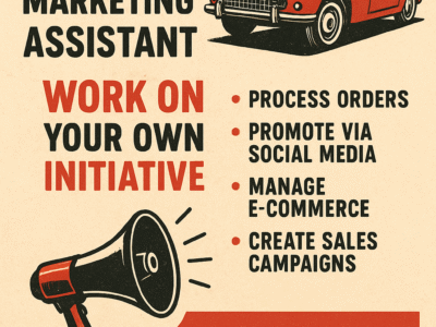Whipd Automobilia job hiring announcement – Sales & Marketing Assistant position. Automotive-inspired brand seeking creative candidate passionate about cars, culture, and design