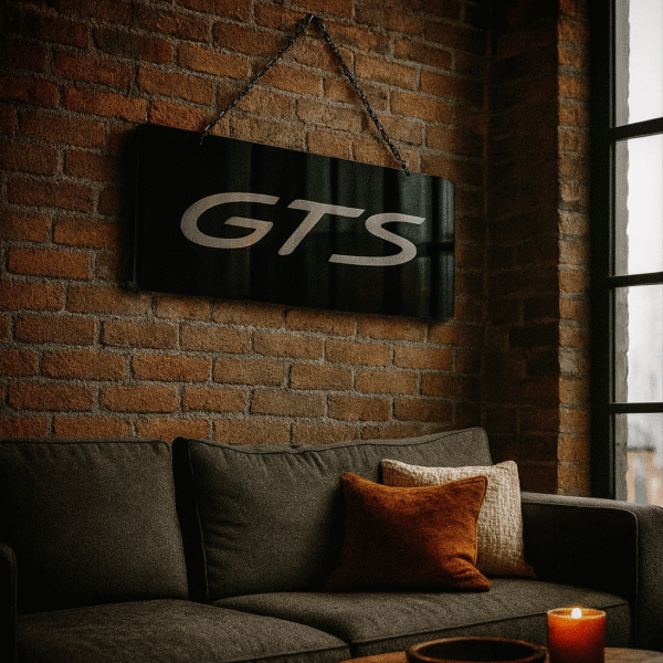 GTS engraved gloss black acrylic wall sign 120x30cm garage decor