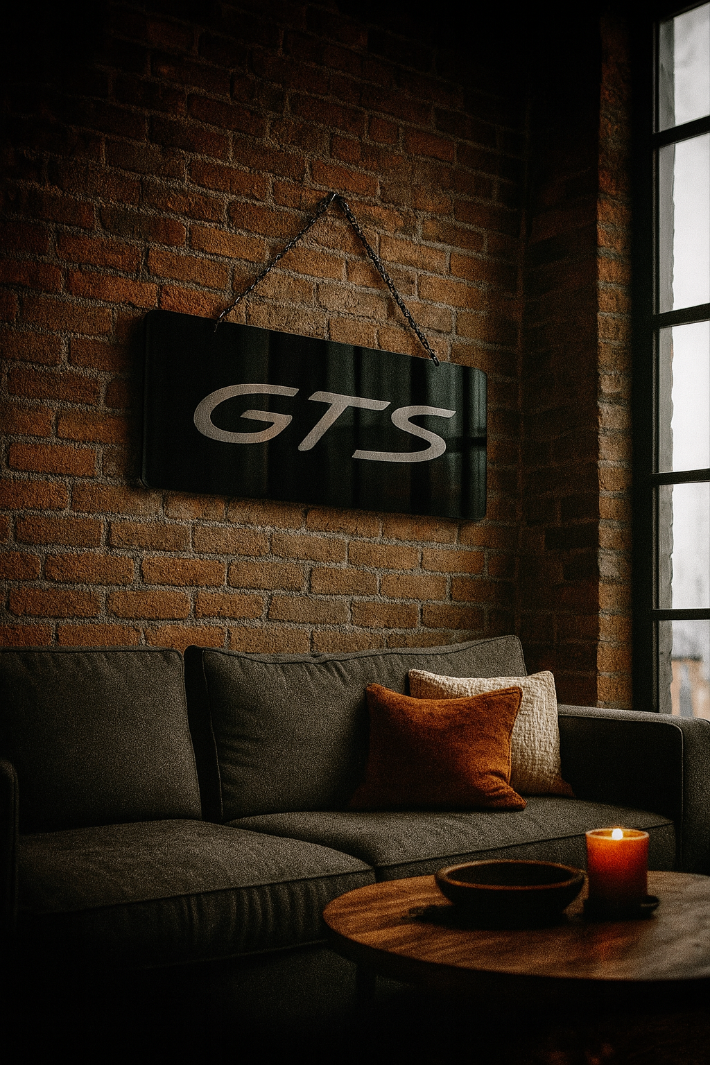 GTS engraved gloss black acrylic wall sign 120x30cm garage decor GTS engraved gloss black acrylic wall sign 120x30cm garage decor