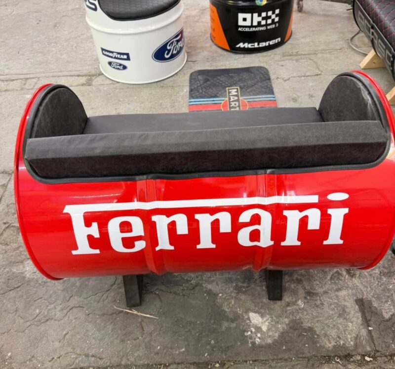 Ferrari barrel sofa statement furniture for garage interior