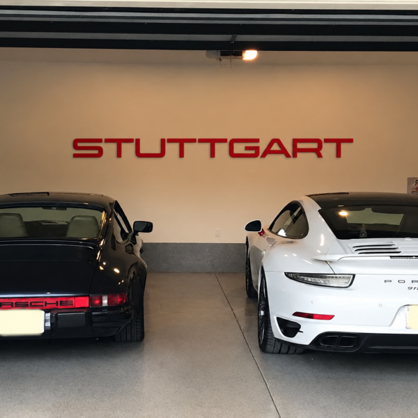 Stuttgart garage porsche sign