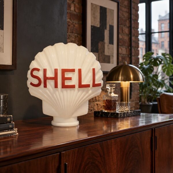 shell clamshell glass globe gas pump